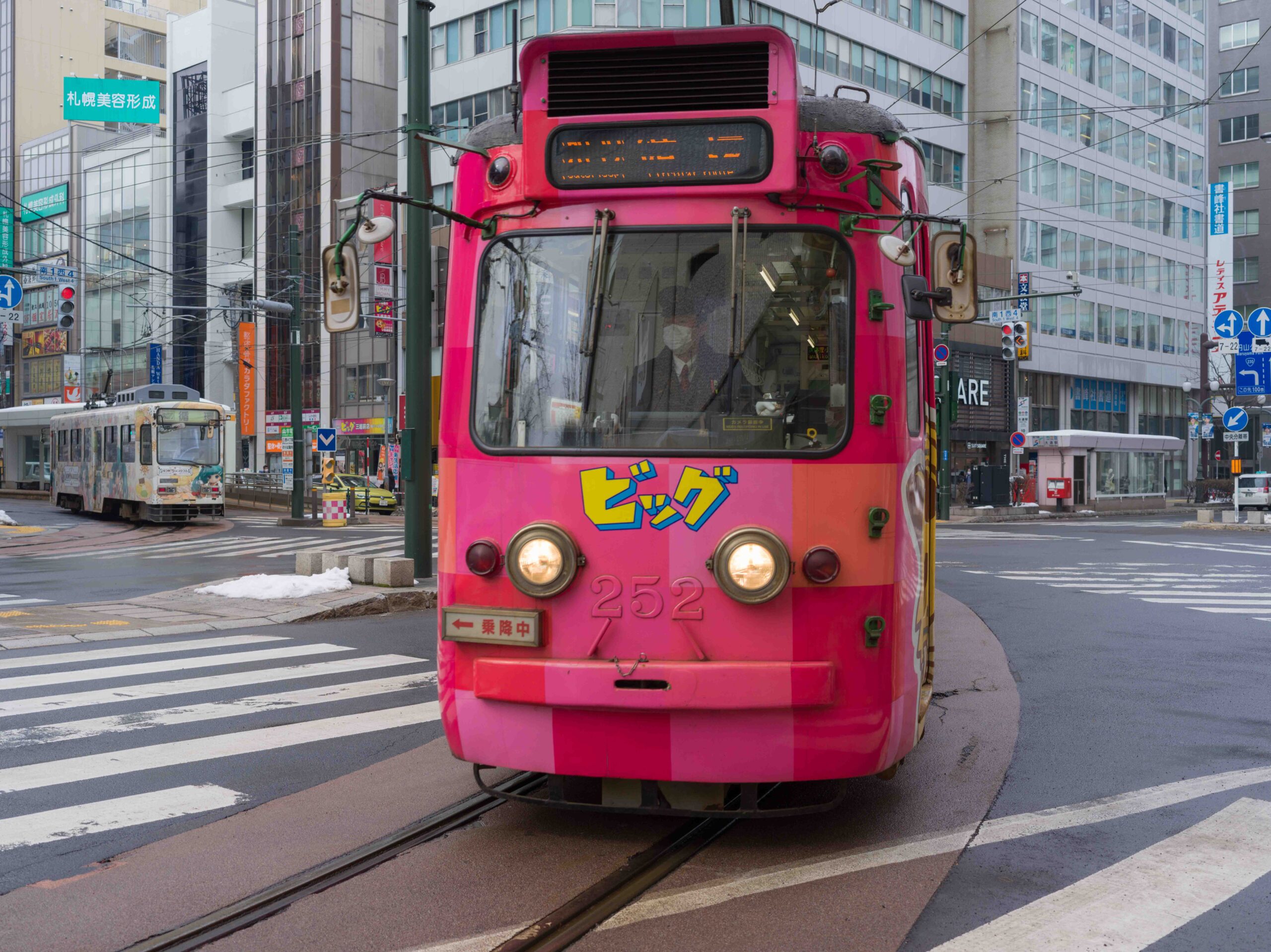 A typical tram in Sapporo