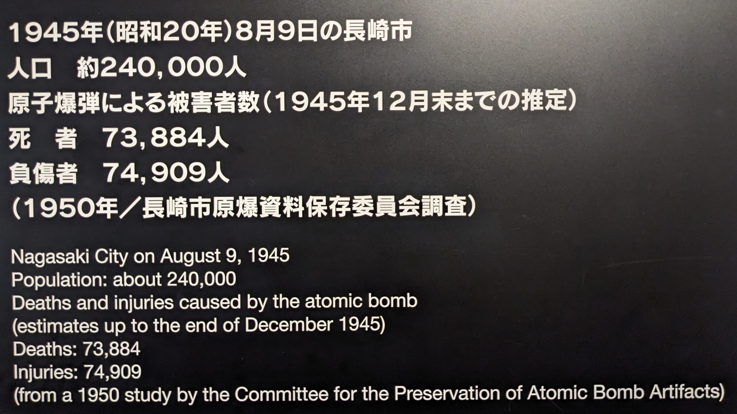 Atomic bomb statistics for Nagasaki